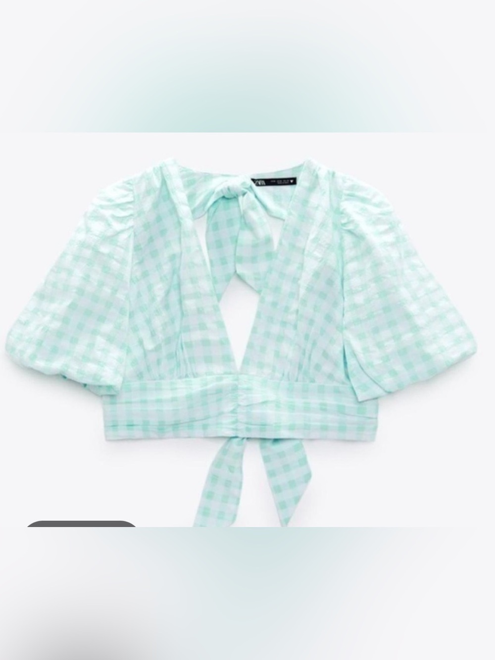 Zara Gingham Crop Top - Mint Green